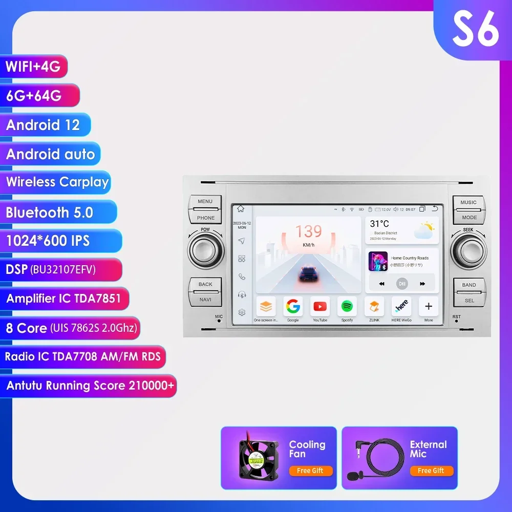 Android Autoradio Voor Ford Focus 2007 Mondeo S-Max C Max Kuga Galaxy Fiesta Transit Fusion Connect Autoradio Multimedia Carplay