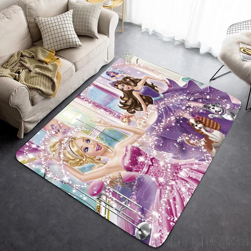 Kawaii Barbie Pattern Cartoon Rug Carpets 80x120cm Decor for Bathroom Kids Floor Mat Living Room Children's Bedroom Sofa