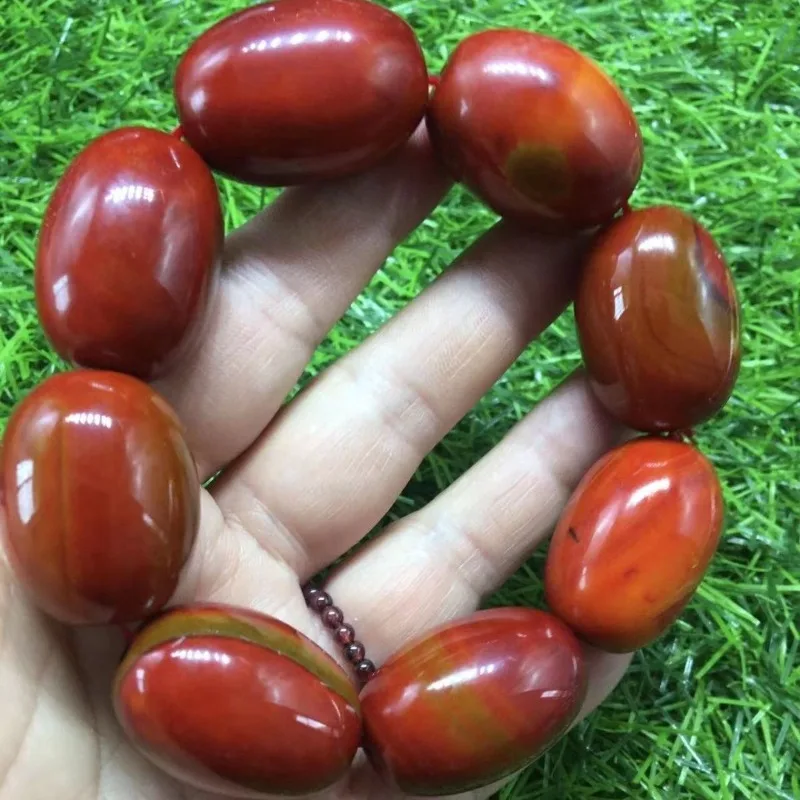 

Браслет из красного шелкового агата Warring States, браслет из бисера и барабана с ведром, ювелирные изделия