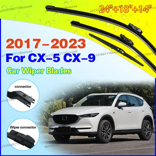 Imagen 1 del producto Kit de limpiaparabrisas delantero y trasero para Mazda CX-5 CX-9 CX5 CX9 MK2 2023 2022 2021 2020 2019 2018 2017 24"" 18"" 14""