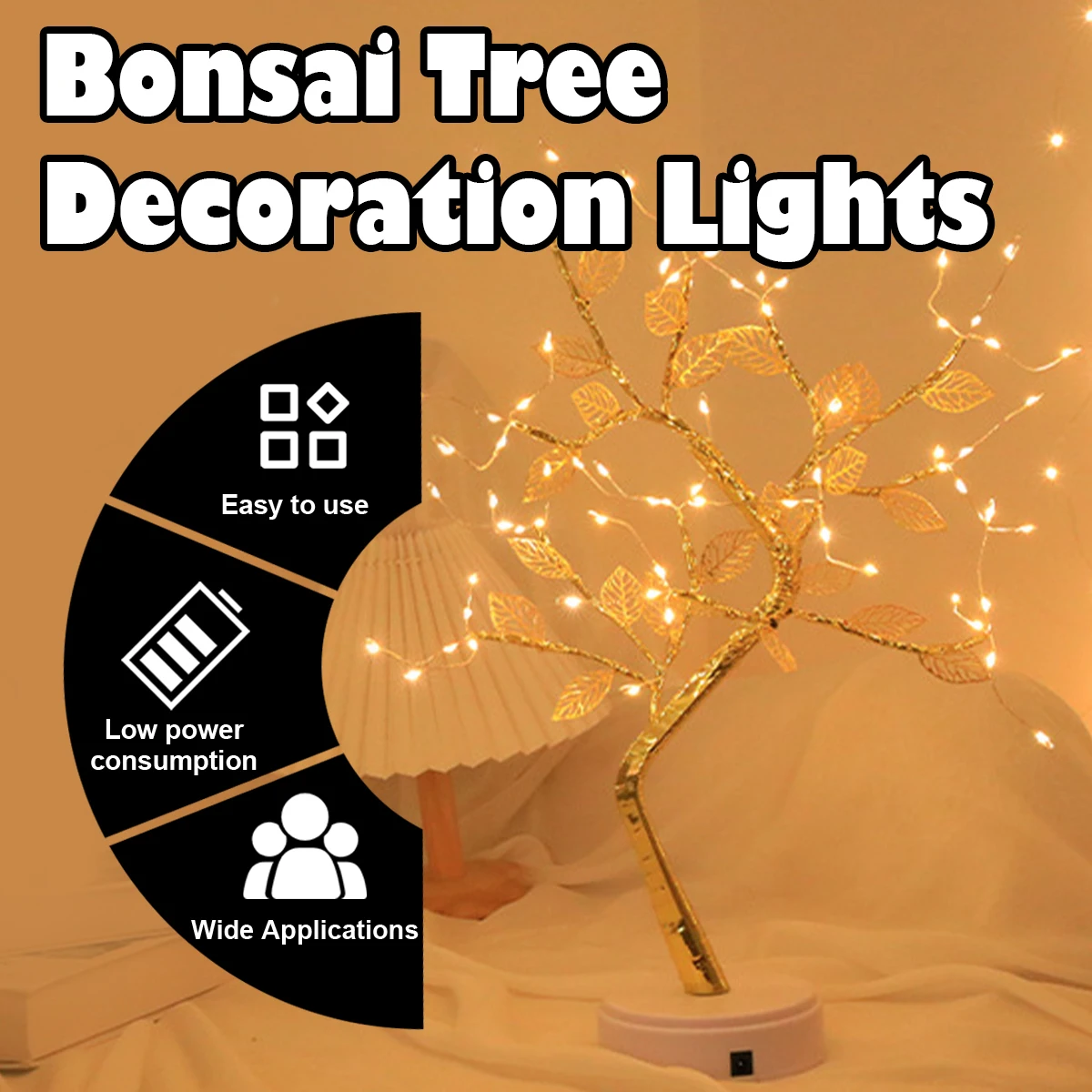 36/72/108 Bonsai Tree Led Lamp Party Lights 108 Tabletop Valentine's Touch Gift Home Mini Battery Birch Artificial Bedside Fairy