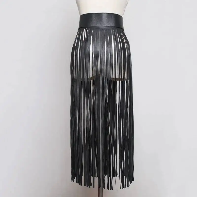 Spring Summer Pu New Leather Long Tassel Brief Personality Girdle Decoration Belt Women Fashion 2026 All-match J