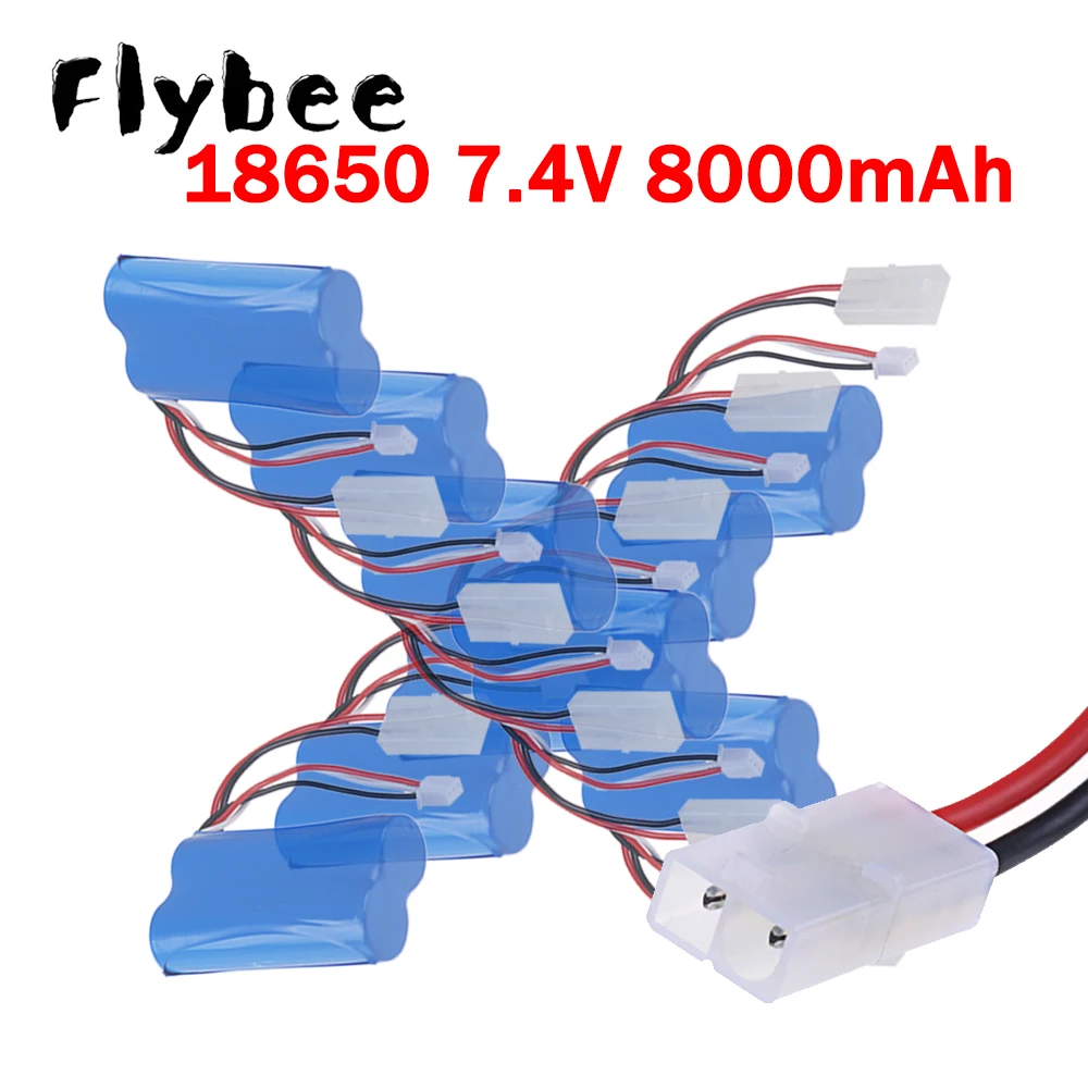 RC Battery for HJ806 HJ810 RC Boat, Tamiya Plug 2S 18650 8000mAh 7.4V Li-ion Battery For Henglong 3818 3819 3838 3839 R/C Tank
