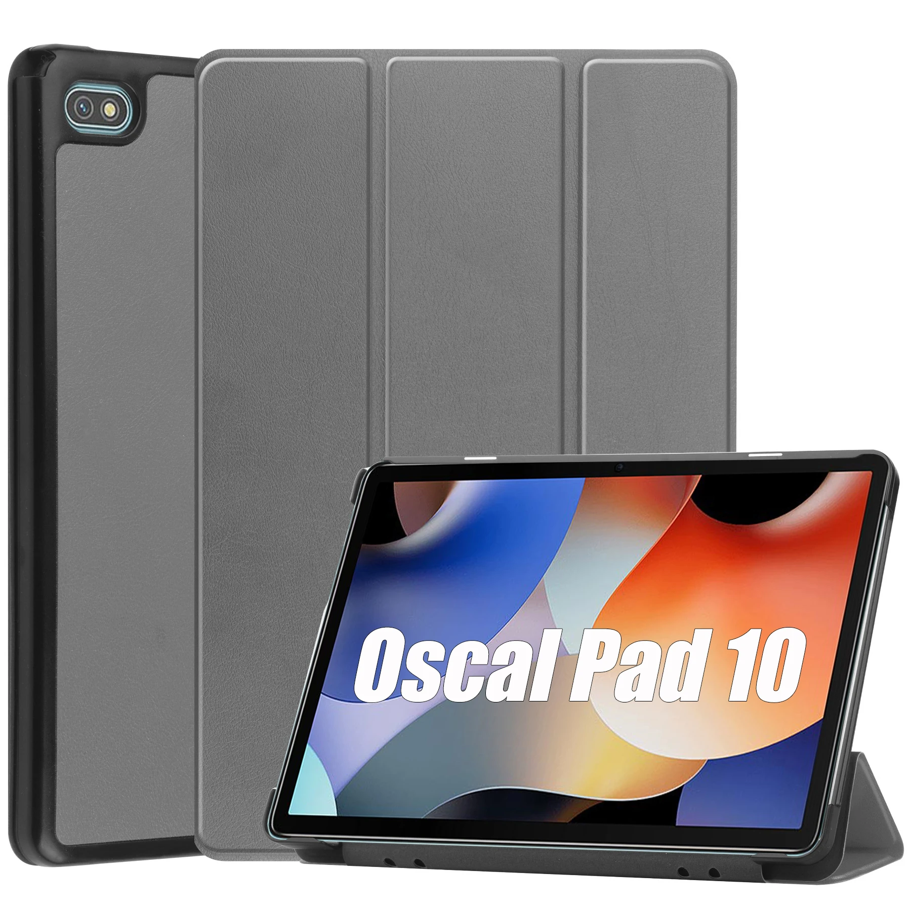 Case for Blackview Oscal Pad 10 2023 Released 10.1 Inch Tri-Fold Smart Tablet Case PU Hard Back Case Slim Cover Holder