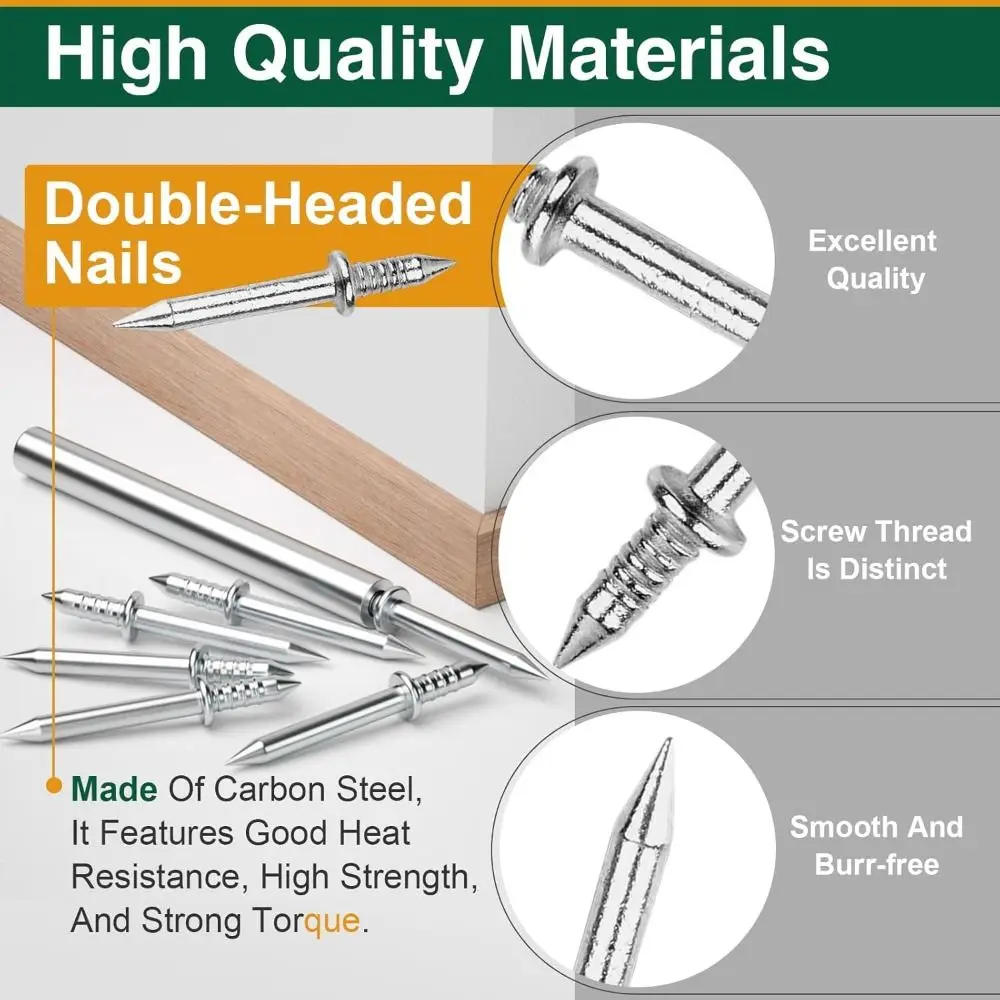 

100Pcs with Sleeve Tools Seamless Nails Zinc Plated Corrosion Resistant Skirting Nails Double Head Thread Nails Home Improvement