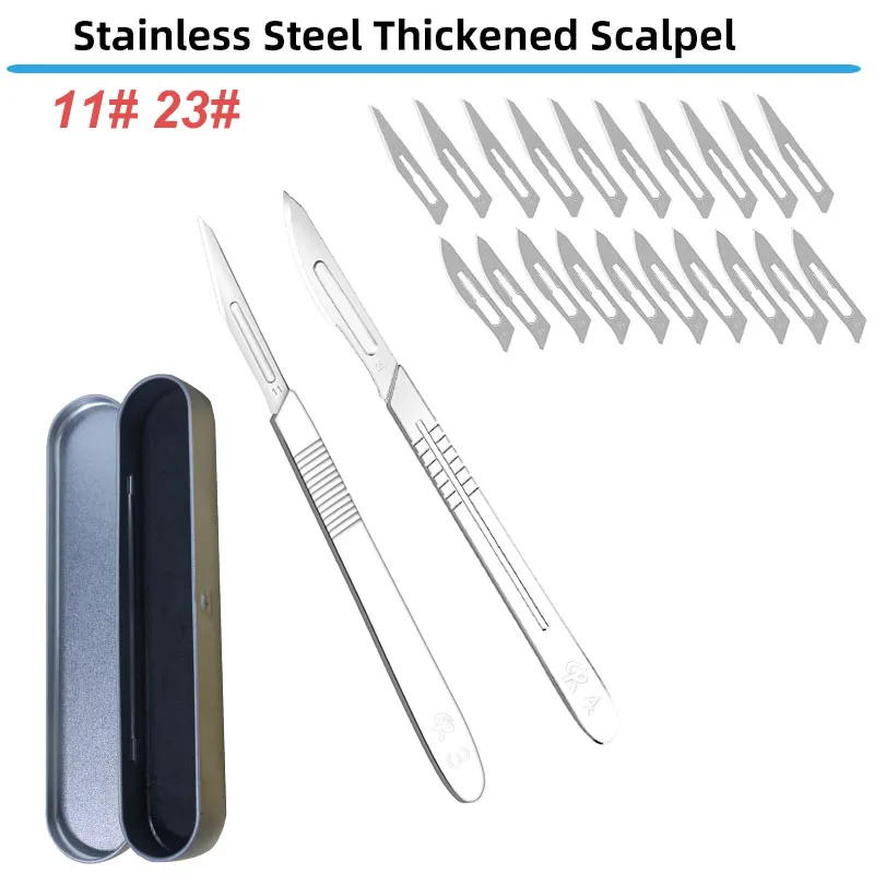 11# 23# Carbon Steel Carving Metal Scalpel Handle With 10pcs Blades Engraving Craft Knife Non-Slip Surgical Scalpel Knife Paper