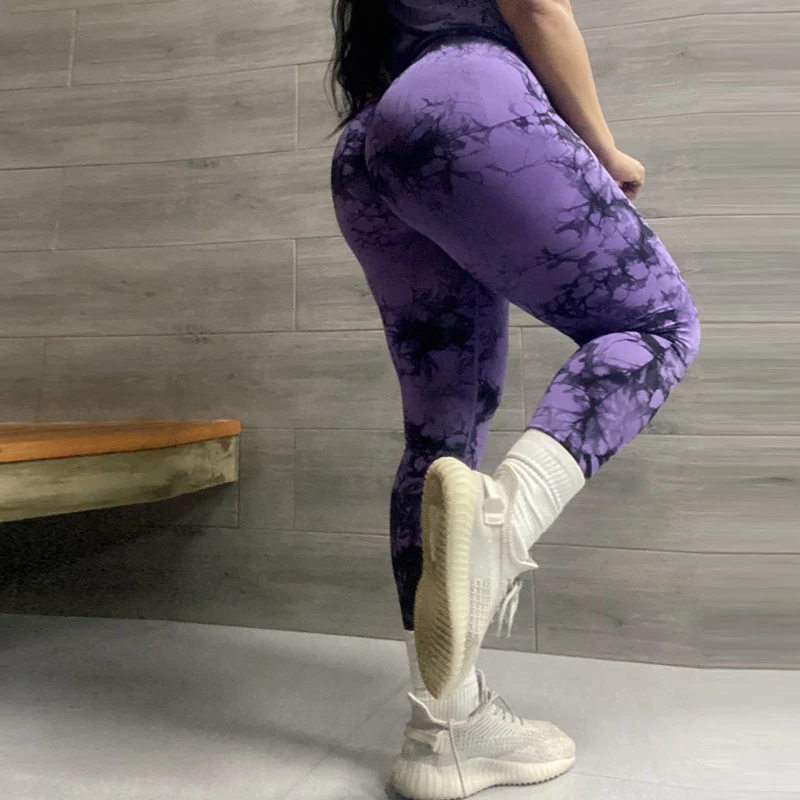 Legging Push Up tanpa kelim ikat celup 23 warna celana atletik Yoga kontur olahraga melar legging ketat nilon elastis untuk wanita