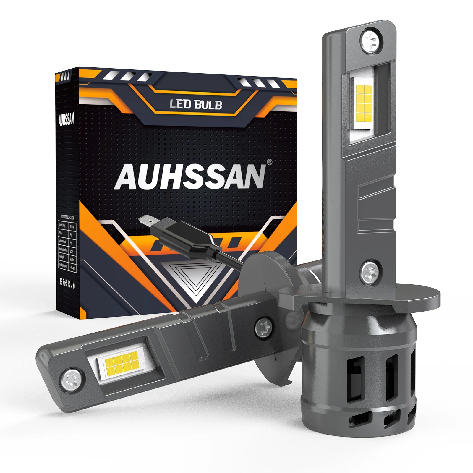 

AUHSSAN 2x H1 Led Car Headlight with Fan Powerful Turbo Diode 55W H1 Replacement Nice Cut Line For Opel Astra H Vectra C Zafira