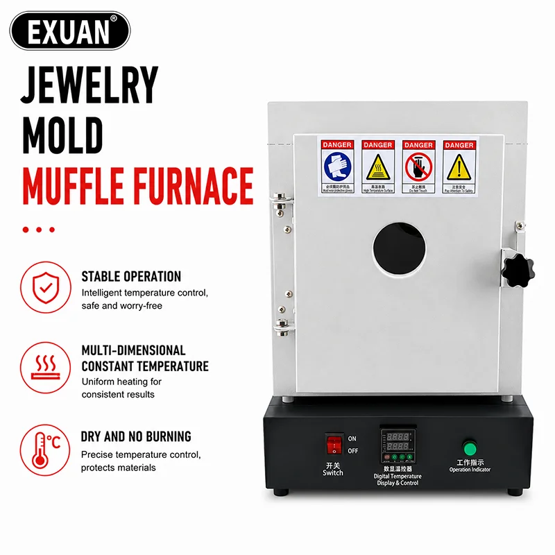 Professional Jewelry Mold Muffle Furnace 1150℃ | 1750W Constant Temp Oven with Viewing Window for Casting Making
