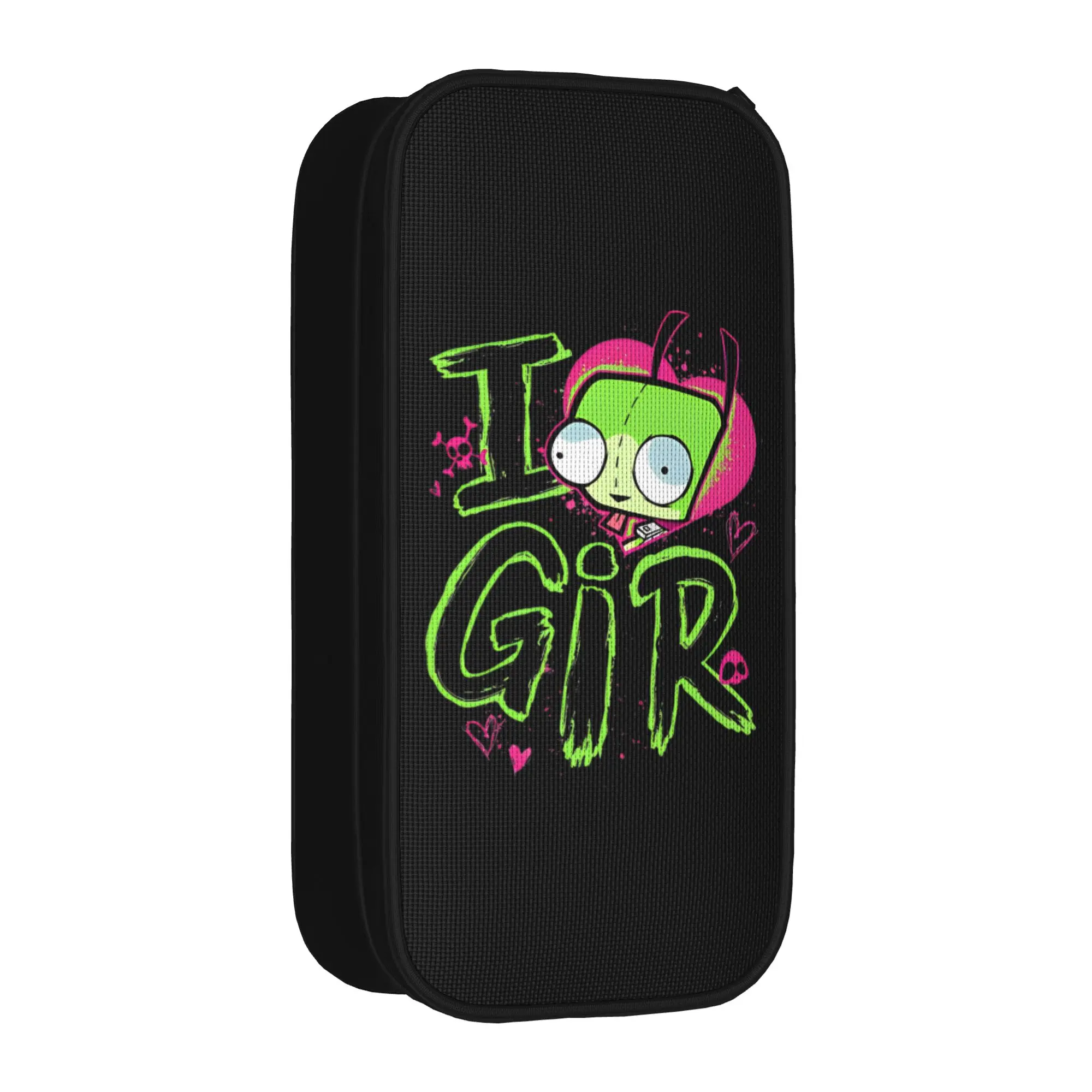 Gir Invaders Zim Cartoon Pencil Case Creative  Pen Box Bag Student Big Capacity School Supplies Gift Pencil Box