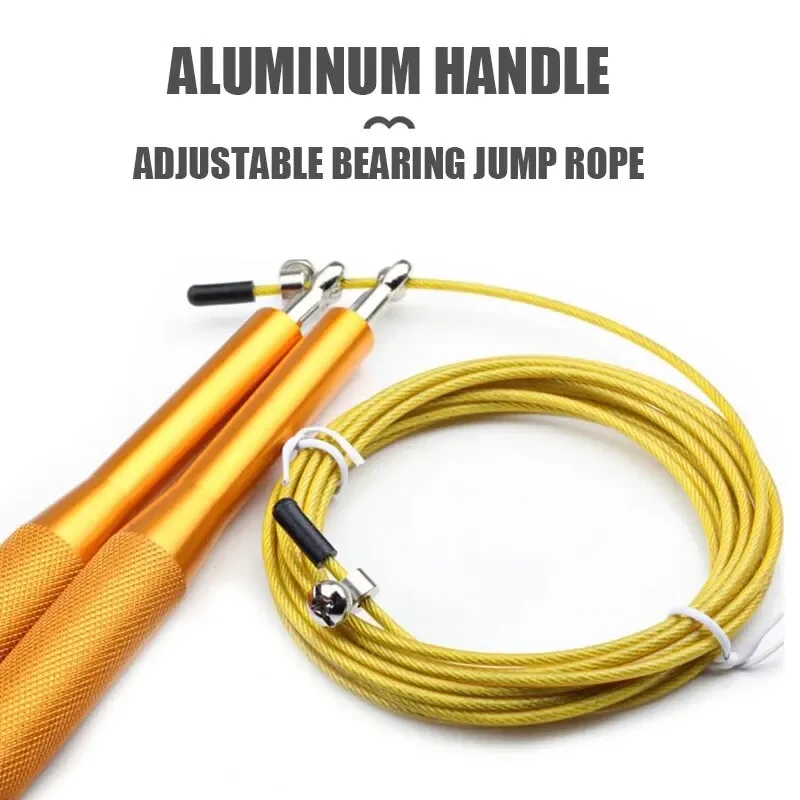 High Fast Speed Rope Wire Rope Jump Skipping Black Rope Aluminum Handle Adjustable Steel For Fitness with Durable Opp Bag