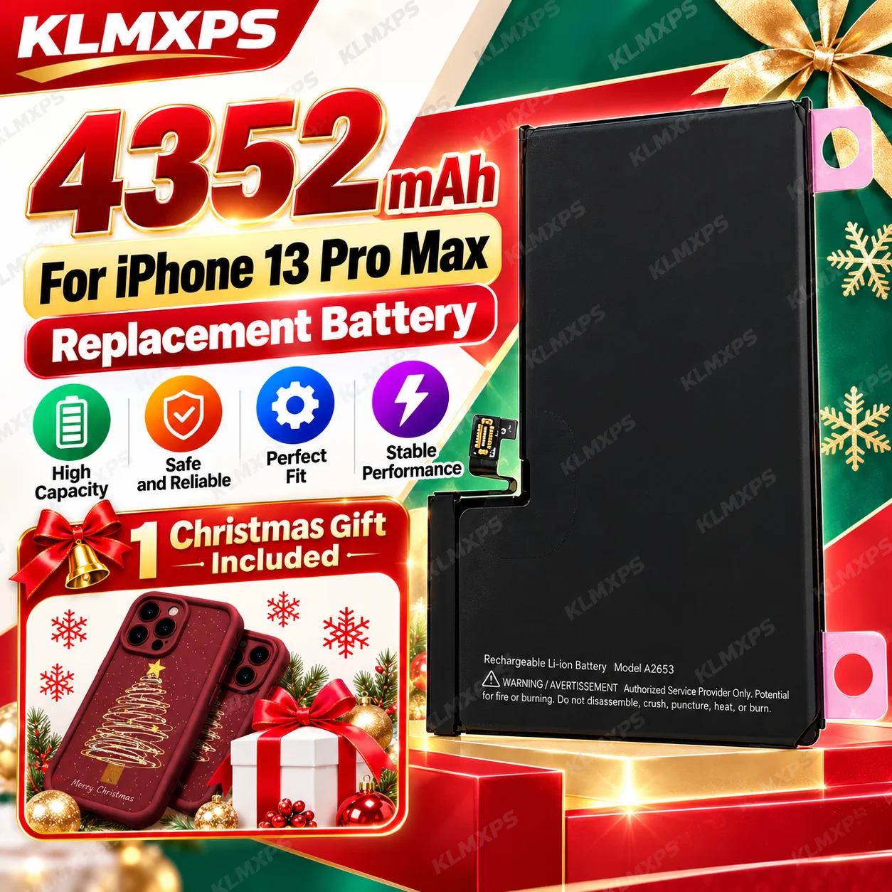 Wholesale 4352mAh Large Capacity Battery Compatible with iPhone 13 Pro Max Mobile Phone with Free Christmas Gift