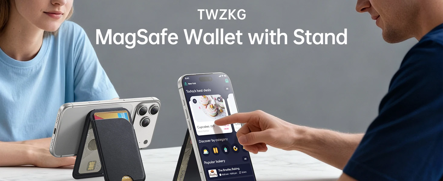 MagSafe Wallet für iPhone 17/16/15/14/13/12 Pro Max Air Plus, Magnetischer Kartenhalter mit Ständer, 5 Karten Kapazität RFID-Blockierung – Detail 1