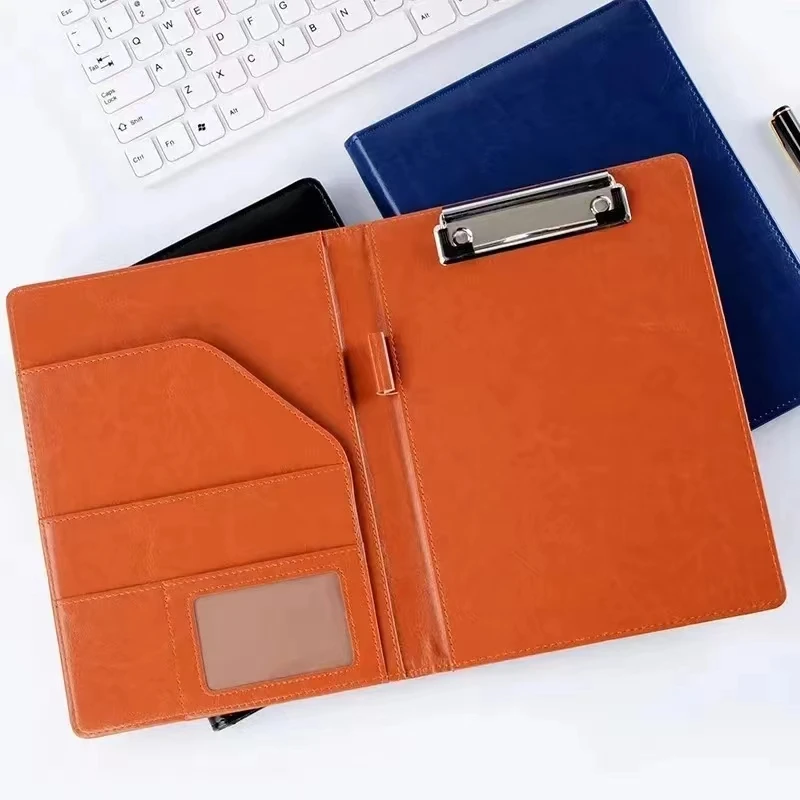 7*9.37in PU Leather A5 / A4 Clipboard Clip File Folder Document Bag Business Meeting Contract Clamp Pad Office School Supply