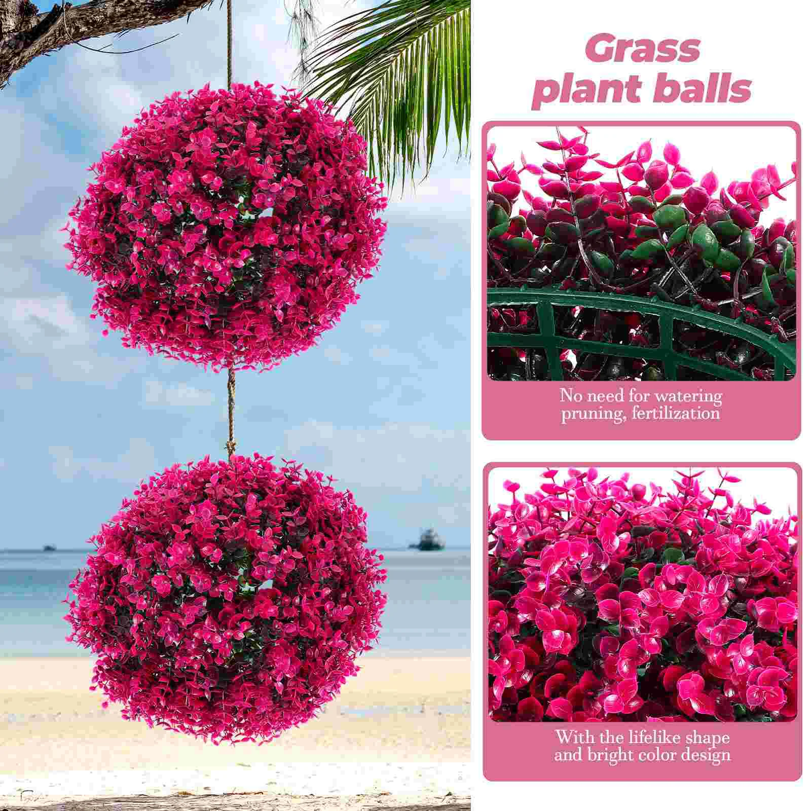 Bloemen Eucalyptus Gras Bal Kantoor Kunstplanten Buiten Hangende Topiary Ballen Plastic DIY Blad