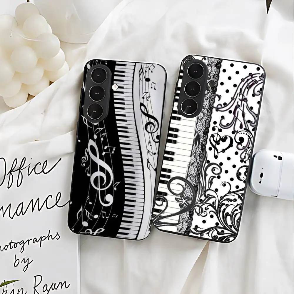 Korean Ins Art Piano Key Notes Silicone Phone Case For Samsung Galaxy S21 S22 S23 S24ULTRA S25ULTRA FE Ultra Plus5G A52S S26