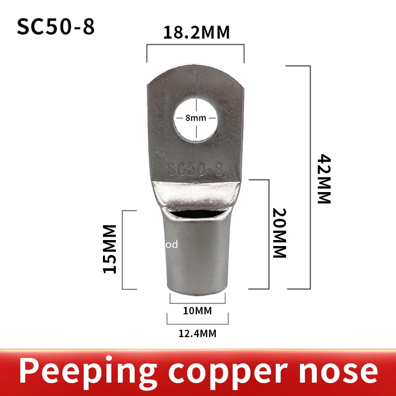 10pcs/20pcs SC50-8 Bolt Hole Tinned Copper Cable lugs Battery Terminals 50mm wire