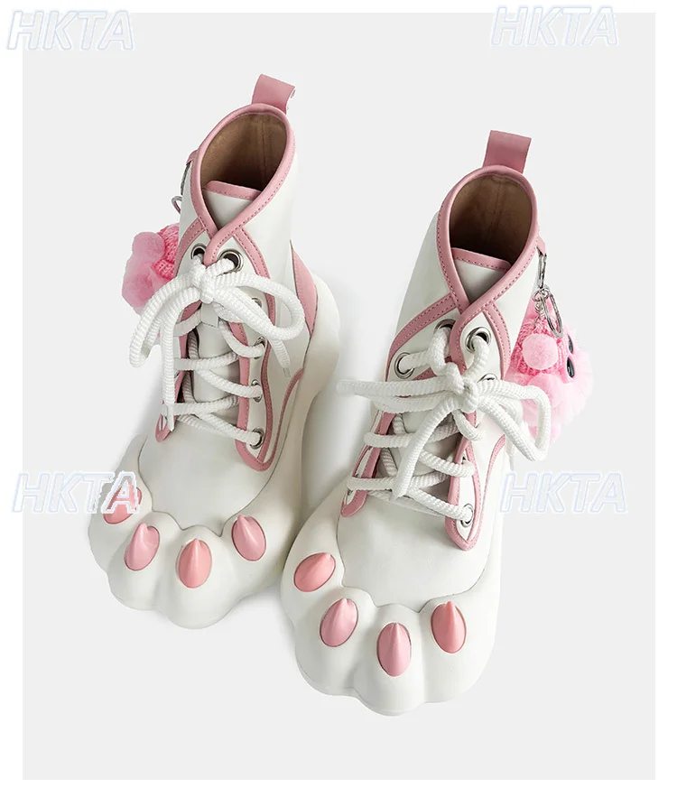 Japanese Two Dimensional Color Matching Cute Big Boots Shoes Y2K Autumn Lace Up Height Increasing Round Head Short Boots Women