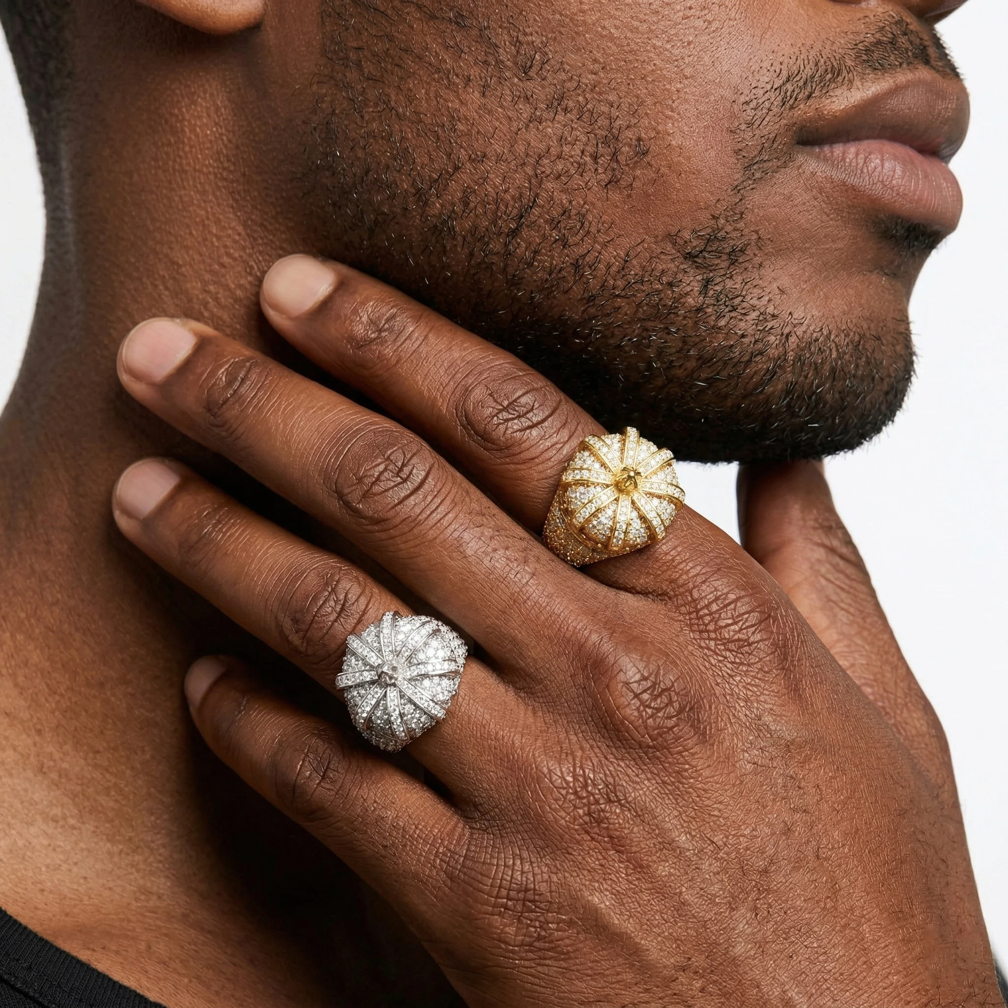 Kronen-Design Moissanit-Ring S925 Silber Vergoldet D-Farbe VVS1 Vollbesatz Luxus Hip-Hop Schmuck Geschenk für Männer & Frauen