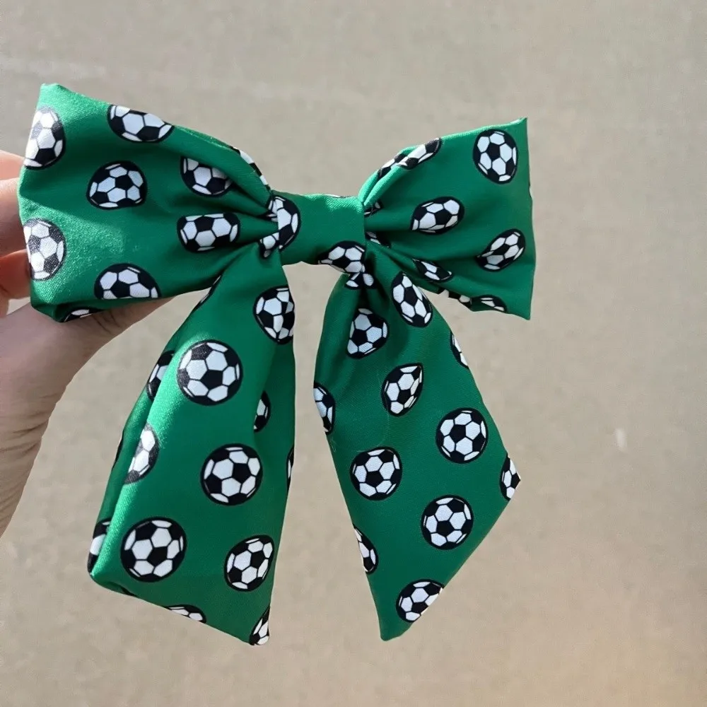 Gift Colorful Football Pattern Bow Hair Clip Elastic Fashion Fabric Ribbon Hair Rope Cute Soft Fashion Hair Accessories Fan Gear