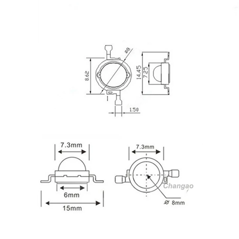 100 قطعة/الوحدة 3 واط 630nm/660nm/465nm/455nm/475nm/485nm/530nm/600nm/605nm/400nm/490nm الملونة RGBY عالية الطاقة المصابيح