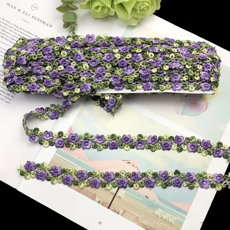 1 Yards Lace Trim Craft Flower Polyester Lace Fabric Venise Floral Embroidered Applique Decorated Lace Ribbon