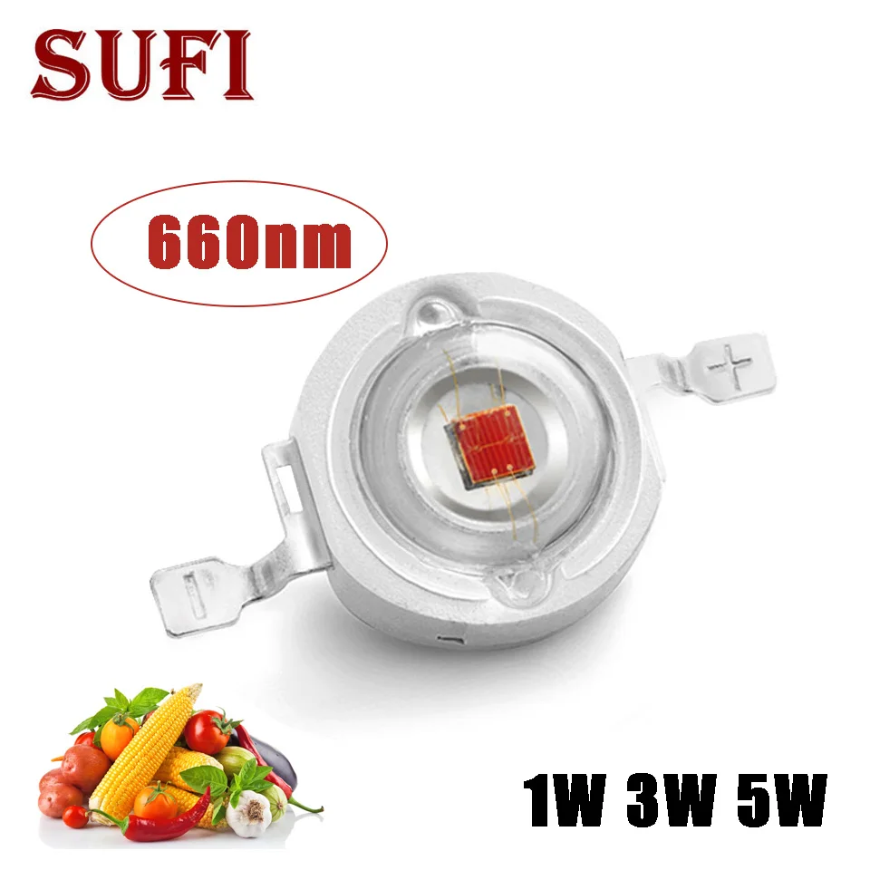 10-50PCS Deep Red 660nm LED Lamp Beads 1W 3W 5W Bulbs High Power LED Grow Light For DIY Plant Growing Tank Aquarium Downlight