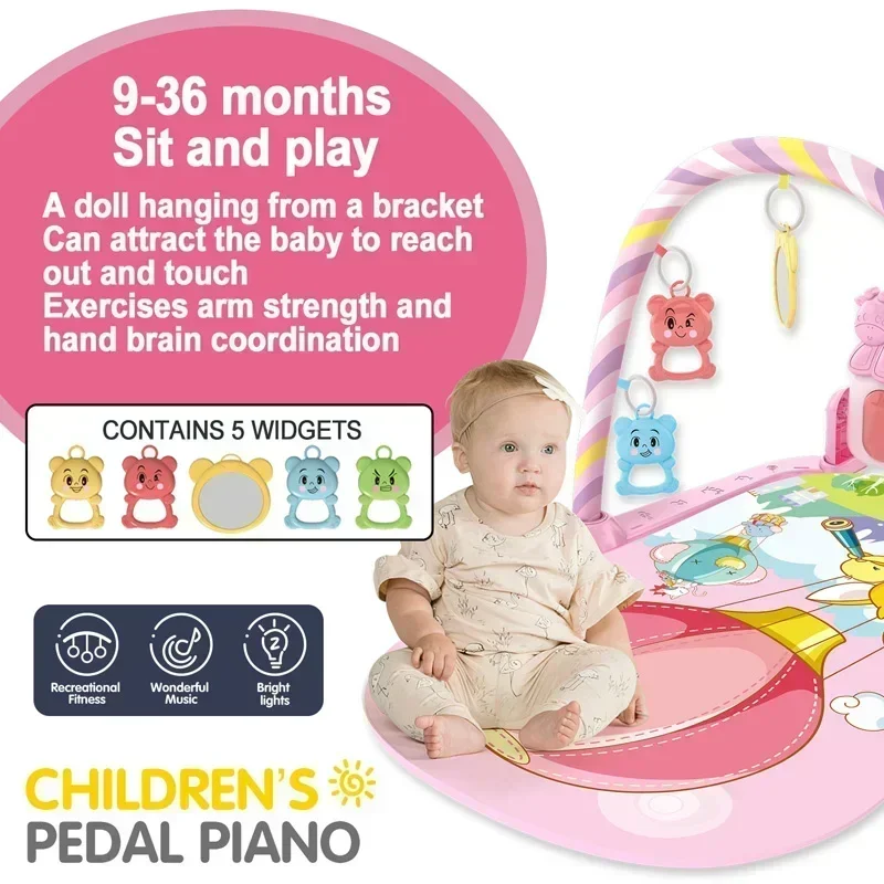 Baby Fitness Stand Music Play Gym Activity Toys Newborn Piano Crawling Blanket Pedal Game Pad Early Education 0-36 Months Gifts