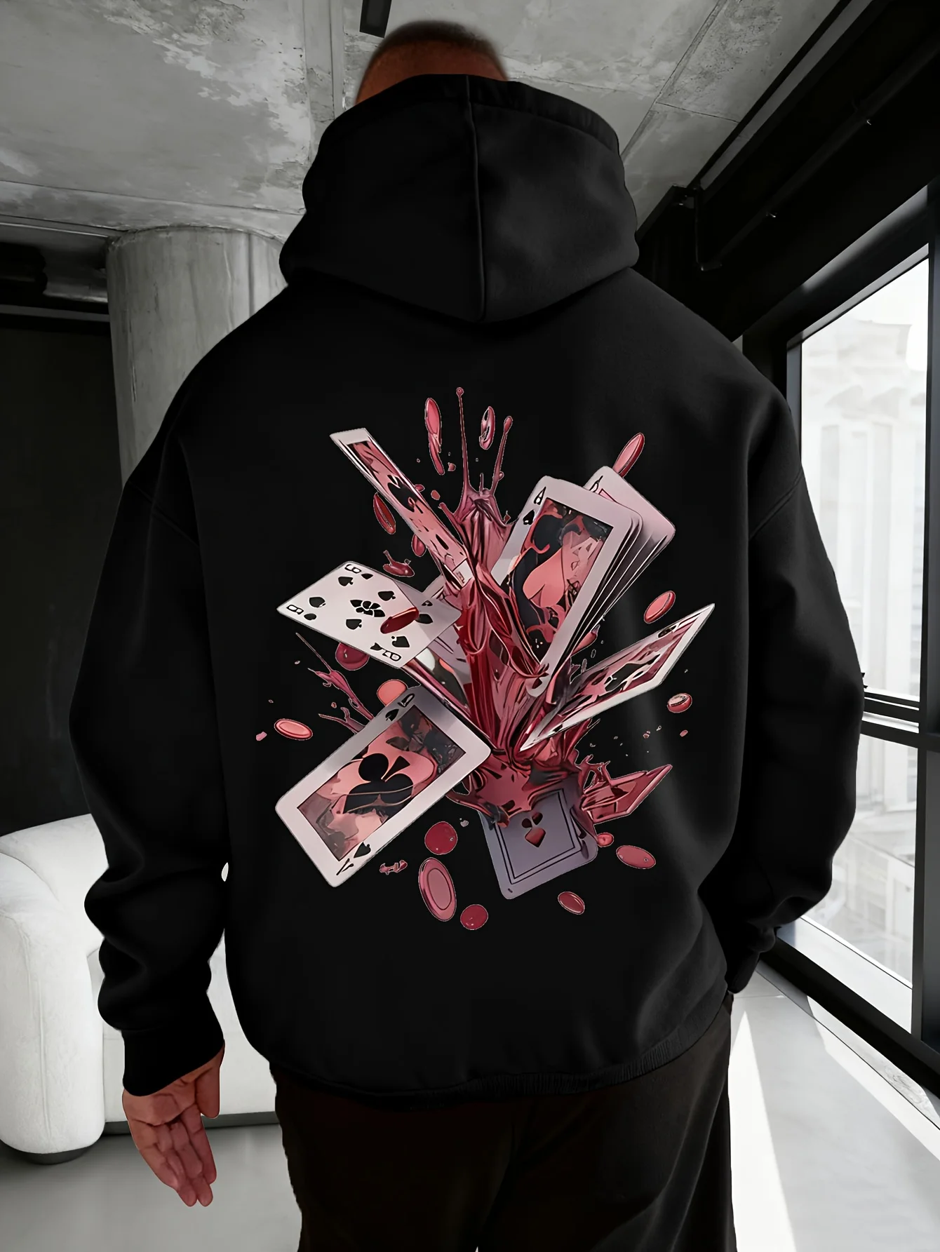 Men's American-style streetwear hoodie featuring a 