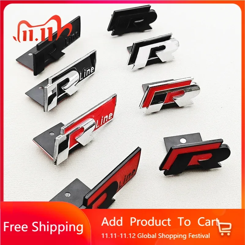 

3D Metal Car Logo R RLine Front Grille Emblem Badge Sticker For Volkswagen VW Golf R R32 MK7 MK7.5 MK8 Polo GTI GLI Accessories