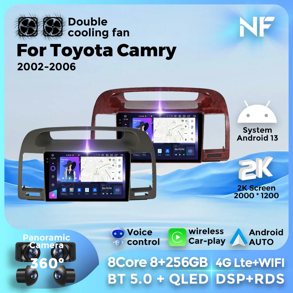 

For Toyota Camry 2002-2006 Multimedia Video Player GPS Navigation 2Din Stereo Autoplay Wireless Android 13 car roid WIFI 256GB