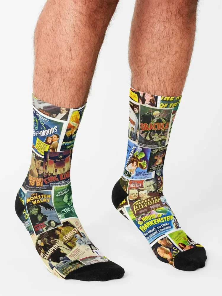 Chaussettes horreur vintage pour hommes et femmes, joyeux hiver, cyclisme, basket-ball