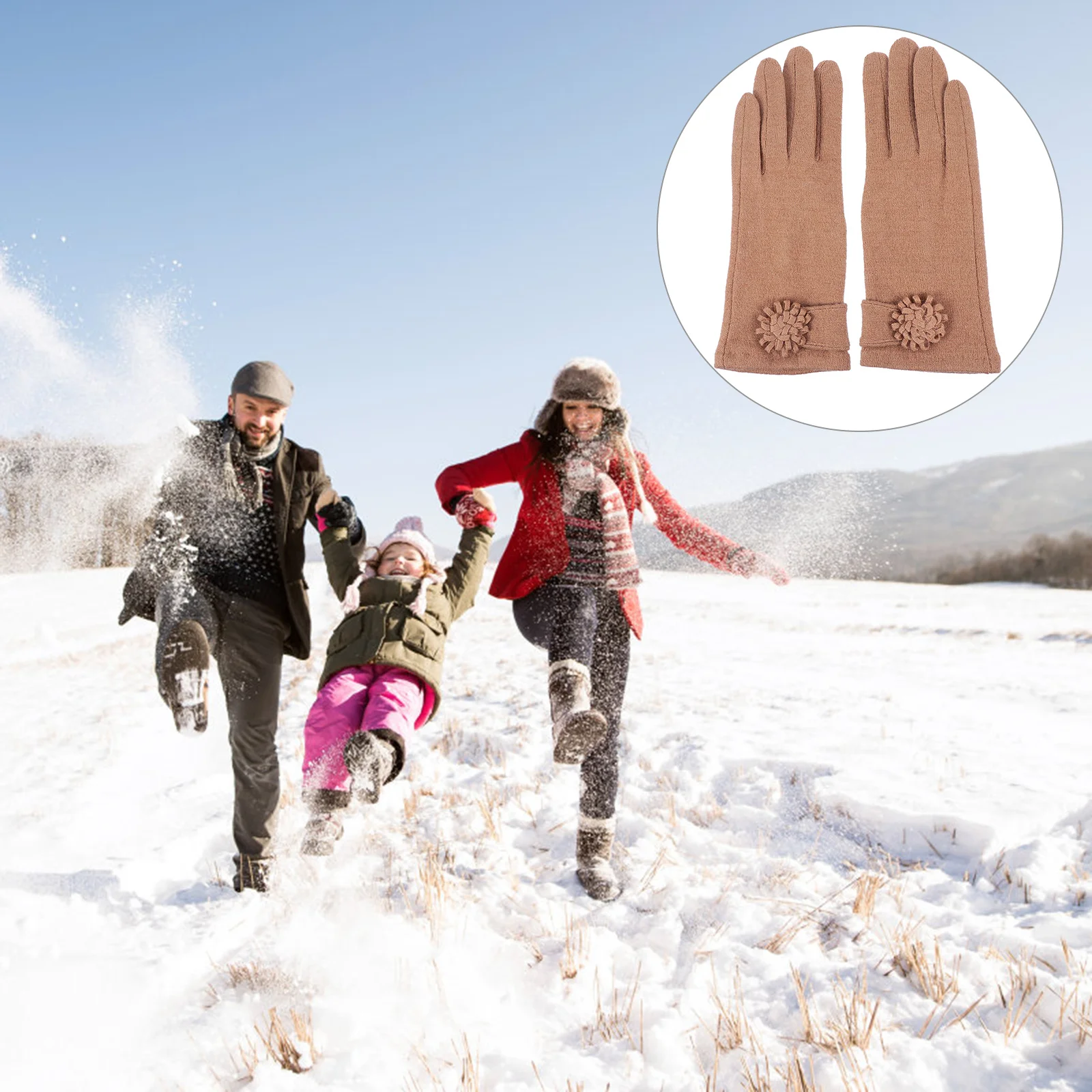 1 par de luvas térmicas de caxemira para mulheres, à prova d'água, resistente ao vento, luvas de inverno com pulso ajustável para aventura ao ar livre e