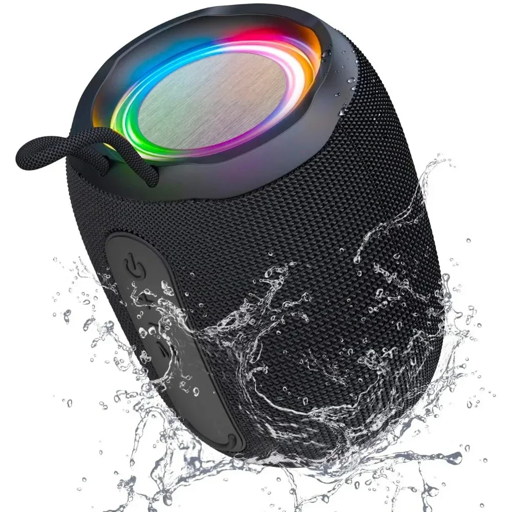 Stereo Bluetooth Speaker with 5 LED Light Modes IPX5 Waterproof TF Card U Disk AUX FM Playback Mode Wireless HIFI Soundbox