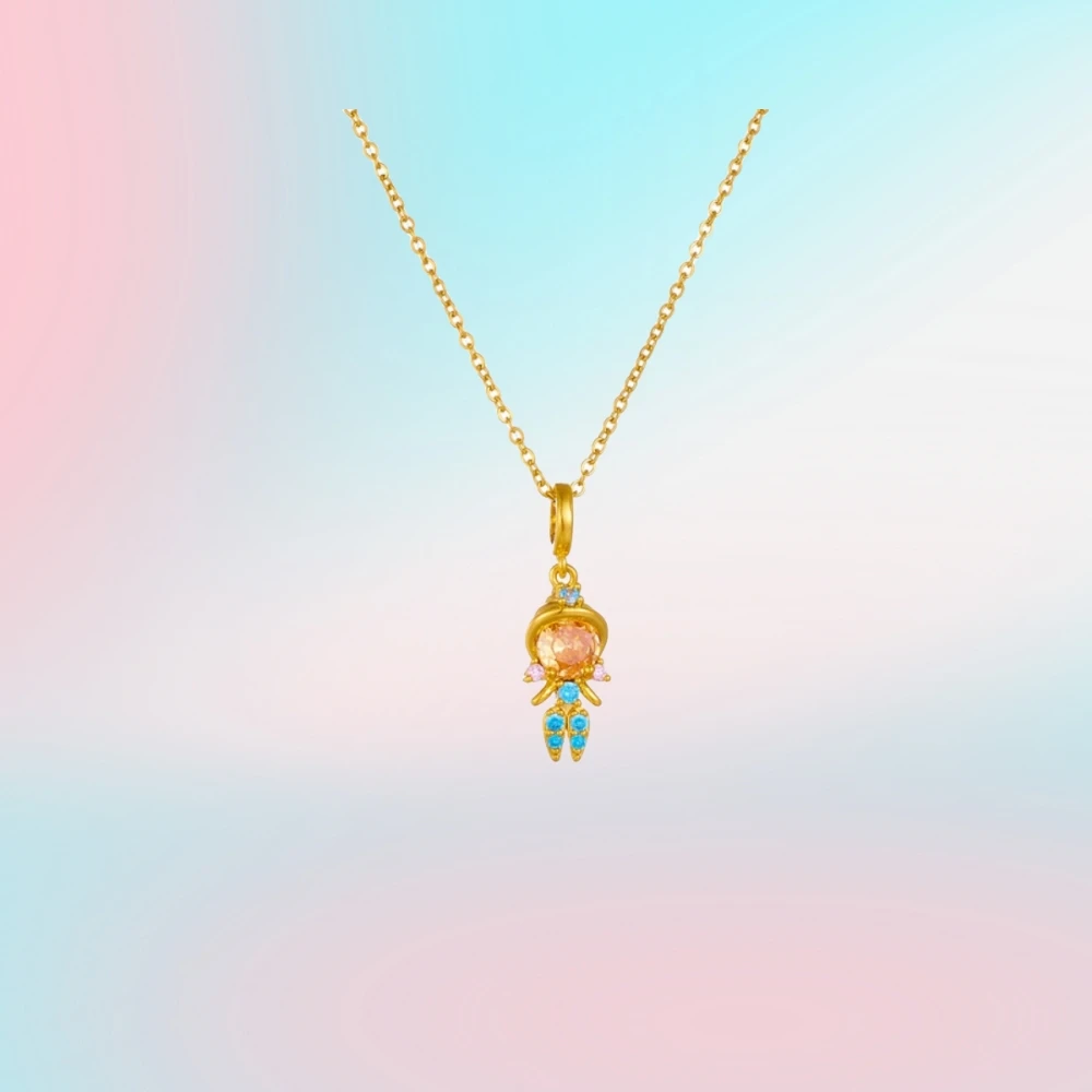 Modische bunte Zirkon-Märchen-Kleine Prinzessin-Halskette, vergoldete Universal-Kette, Schlüsselbeinkette, süßes Temperament – Detail 7