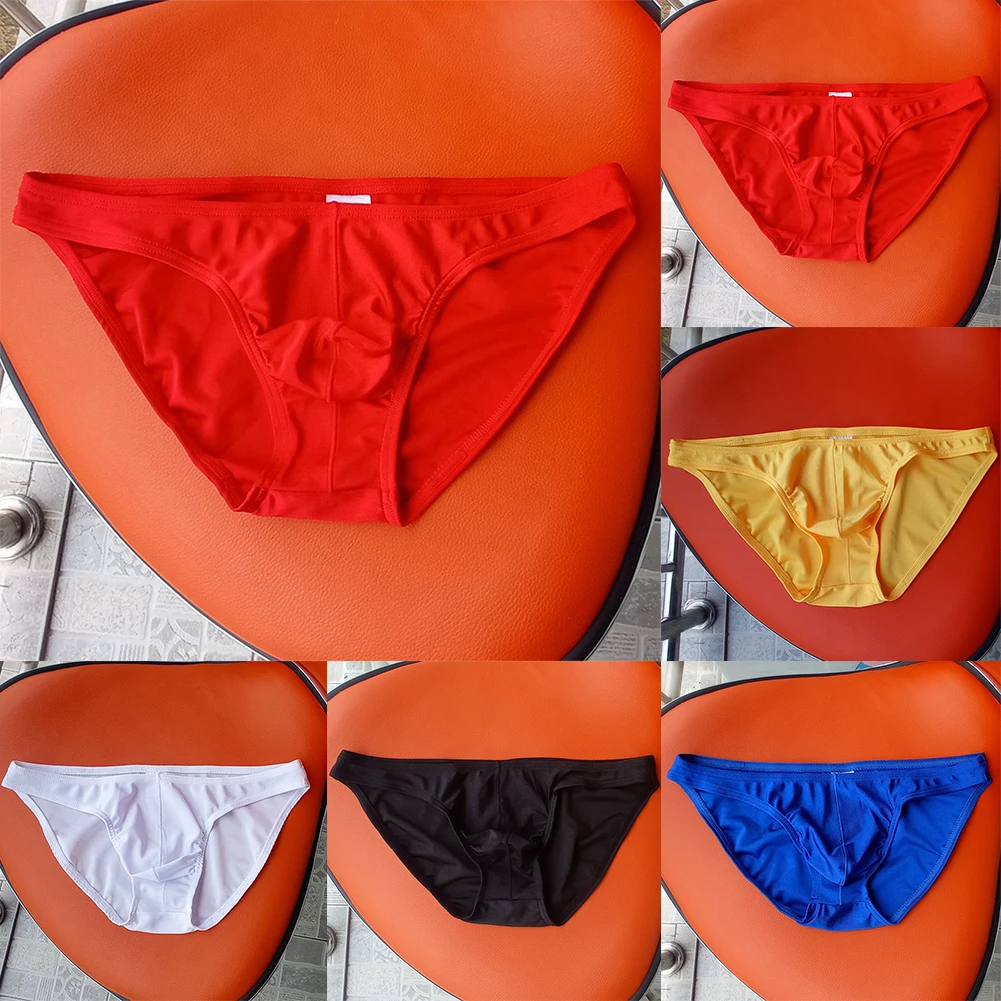 Sexy Men Briefs Casul U Convex Underpants Ultra-thin Bikini Underwear Low Waist Ice Silk Panties Calzoncillos High Quality