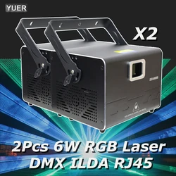 2Pcs/lot 6W RGB Animation Laser Beam With ILDA RJ45 Wedding Party Projector Dj Disco DMX Music Control Lamp MX Warehouse Ship