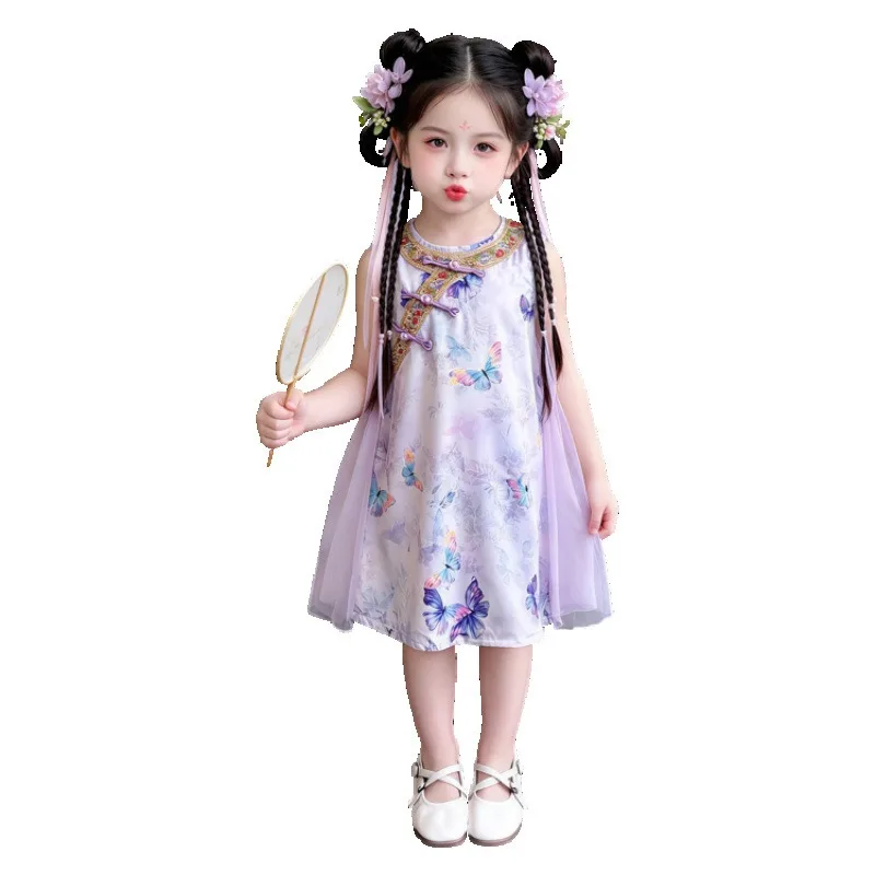 Girls' 2026 New Chinese Dress Summer Children's Summer beautiful Princess Ancient Style Cheongsam Dress