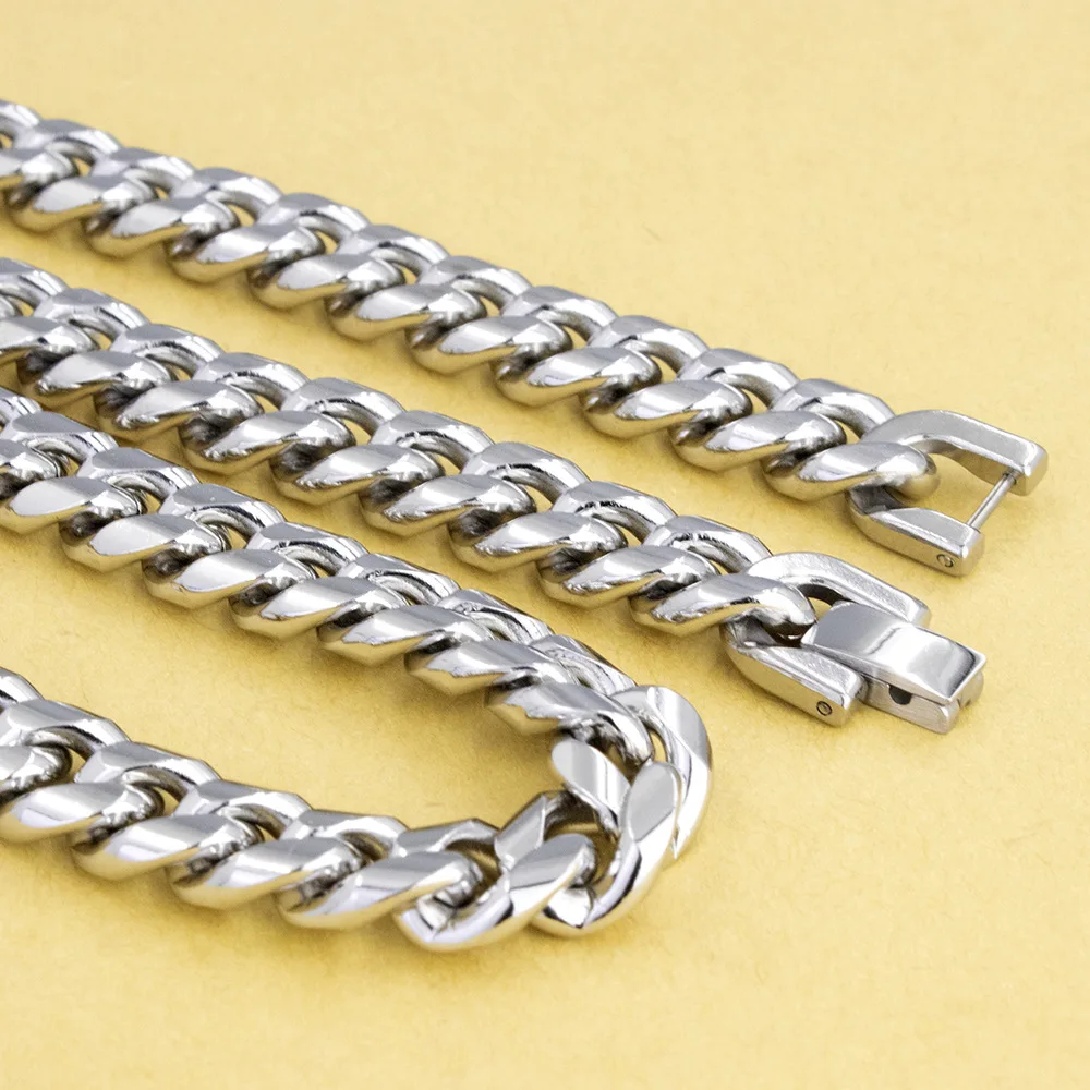 HNSP 316L Edelstahl Kubanische Gliederkette Halskette für Herren Minimalistischer Stil Wasserdichter Schmuck Accessoires Schwere Ketten für Männer – Detail 4