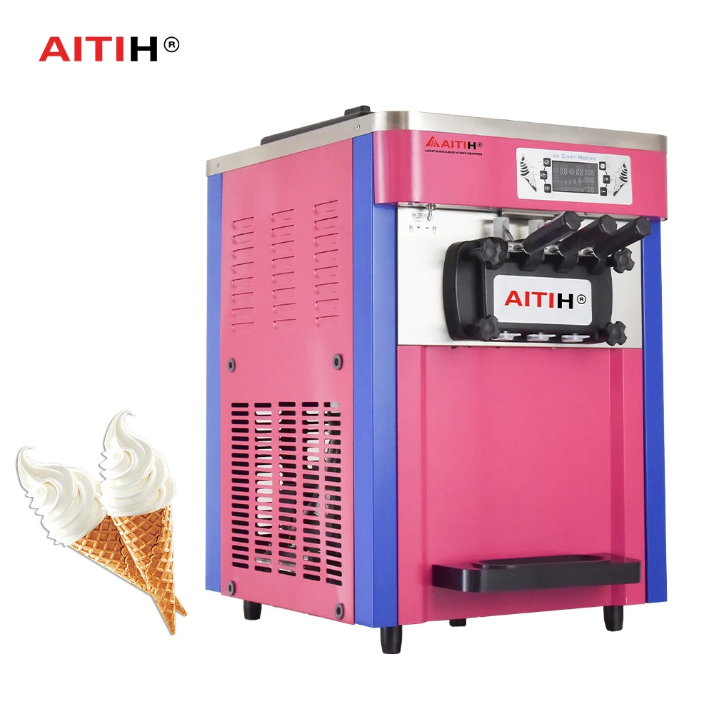 

Desktop 3 Flavors Soft Ice Cream Machine Self Cleaning Ice Creme Machine Commercial Soft Serve Italian Ice Cream Maker