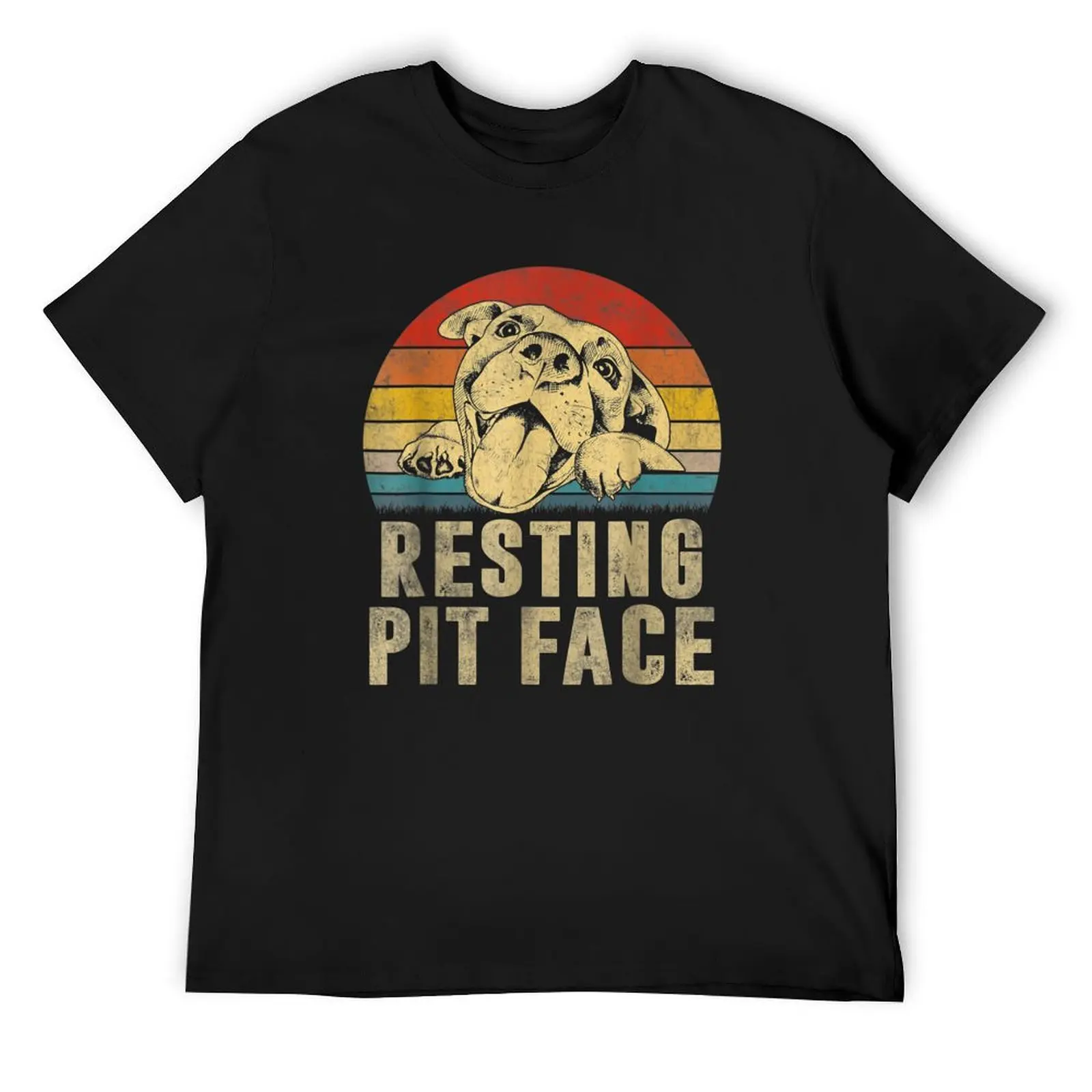 

Dog Pitbull Resting Pit Face Vintage T-Shirt fashion shirts valentines clothes sweat tshirts for men