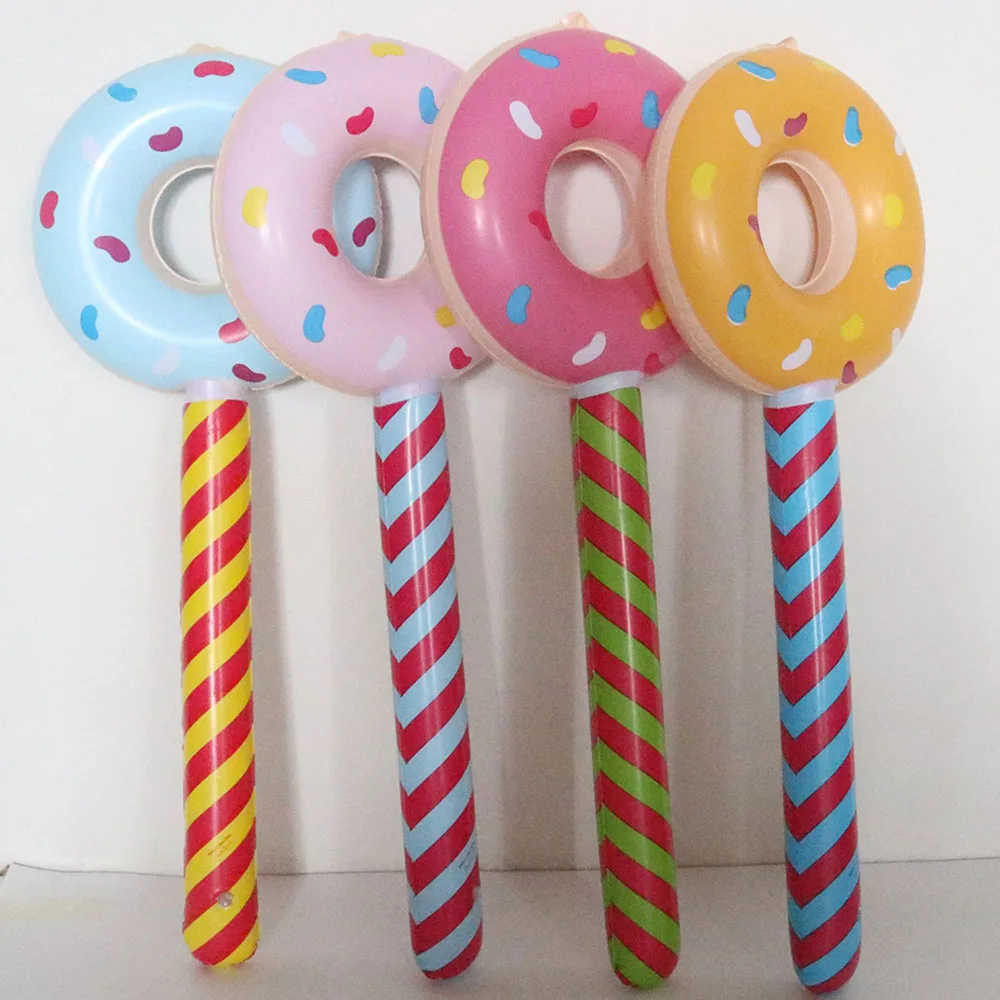 80cm Donut Inflatable Balloon Sticks Sweet Doughnuts Party Ballon Happy Candy Birthday Party Decor Kid Balon Gifts