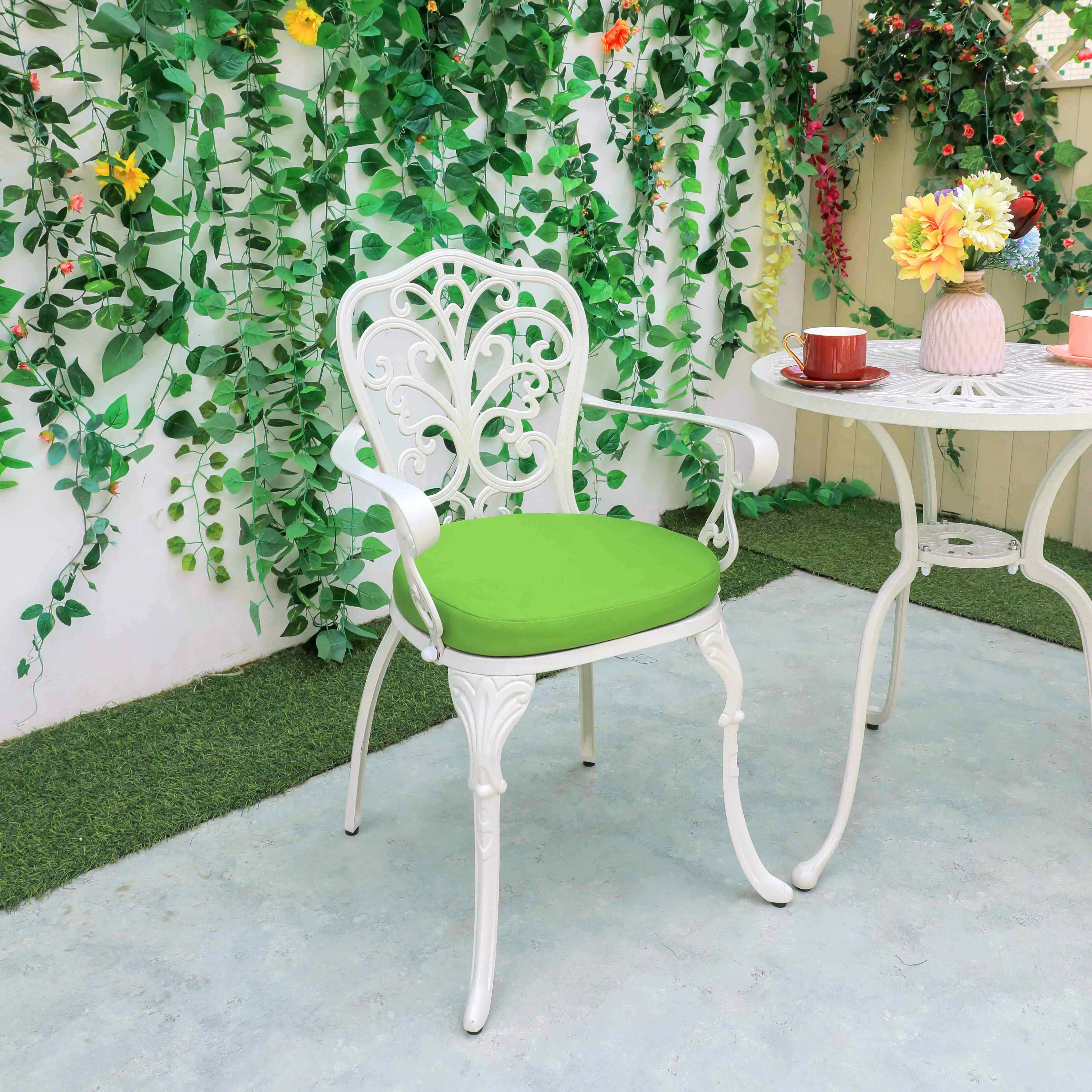 

Sunshine Lounge Открытый садовый стул Литой под давлением алюминиевый стул для балкона Белый стул для кафе-ресторана Съемное