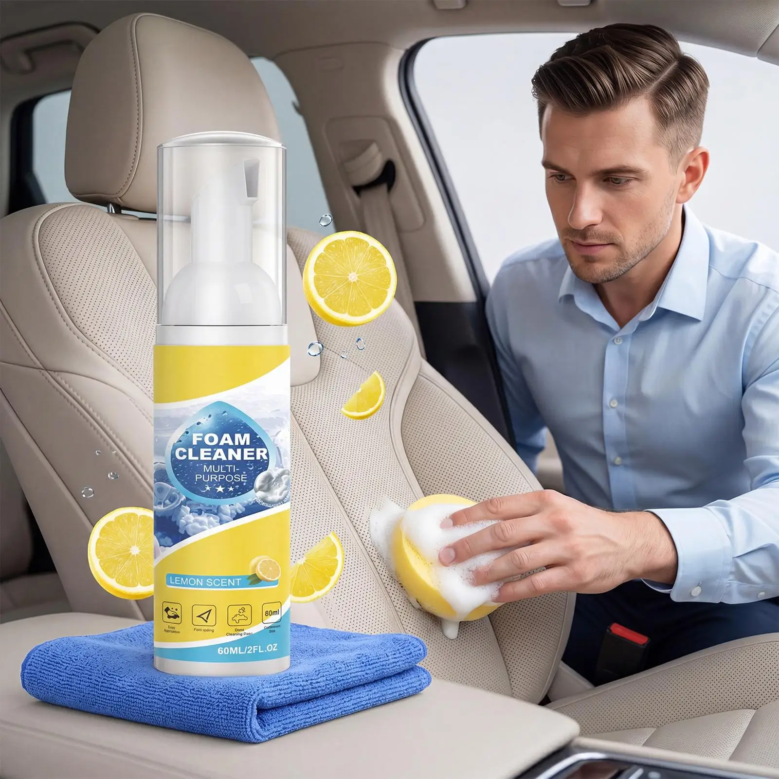 60ml Foam Cleaner For Car Multi-Purpose Powerful Agent Car Fabric Cleaner For Vehicle Couch Furniture Home Kitchen Bathroom