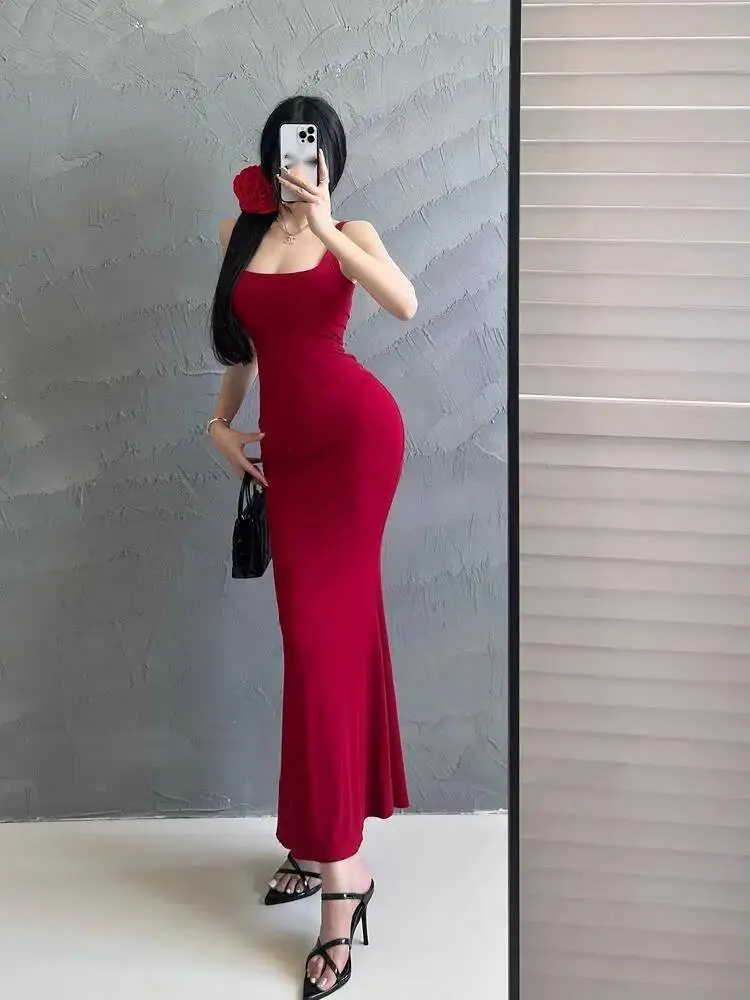 Fish Tail Dress Backless Butterfly Sexy Dress Elegant Butterfly Backless Strap Long Dress Slim Hot Sexy Korean Women Robe 2CKU