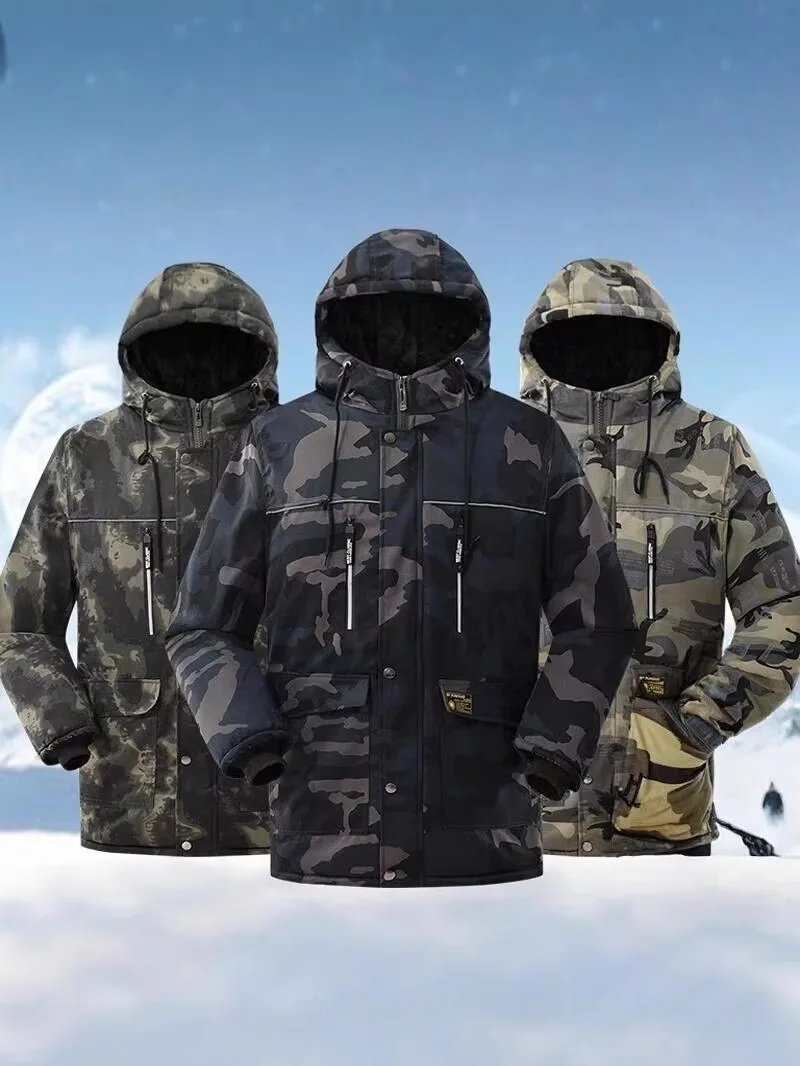 

Thiened Fce Winter Workwear Cotton Jaet Men's Camouflage Military Coat Cold Storage Anti-cold Clothing Labor Protectio...