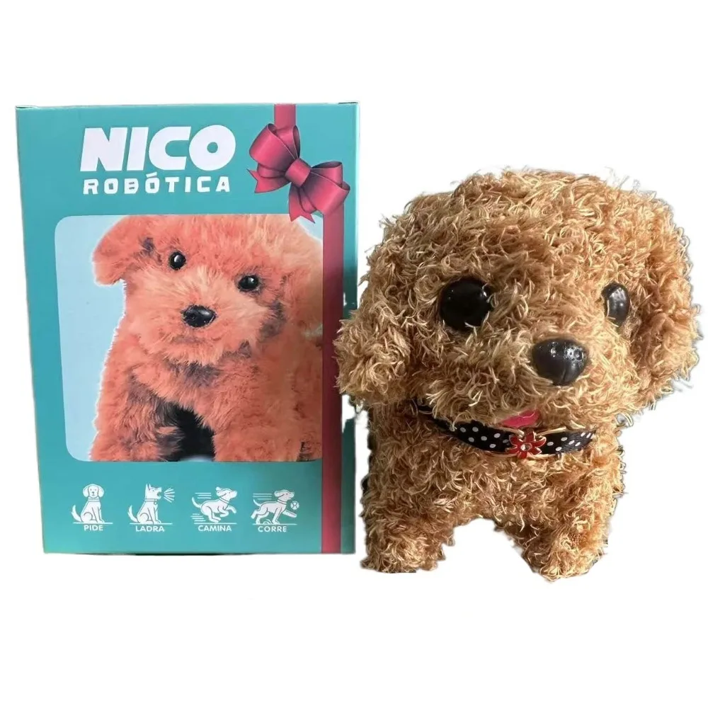 

Stuffed Animals Realistic Robotic Puppy Tail Wagging Simulation Plush Robot Dog Soft Plush Barking Walking Dog Toy Kids Gift