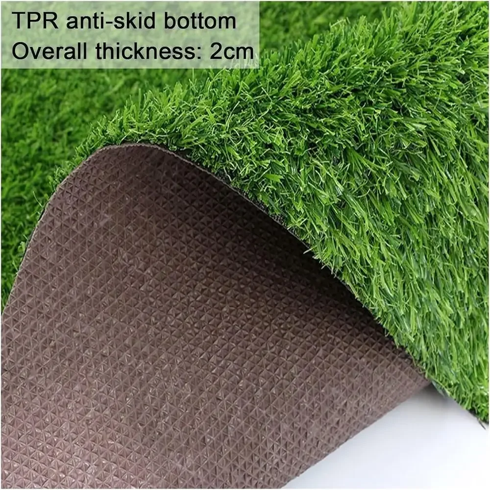 Dense 2cm Thick Synthetic Turf for Balconies, Pet Areas, and Gardens - 100x150cm Green