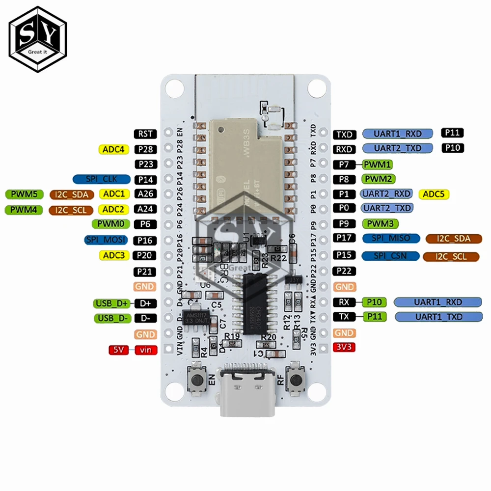 NiceMCU WB3S ch340c Development type-c wifi Bluetooth module with bk7238 chip for Arduino