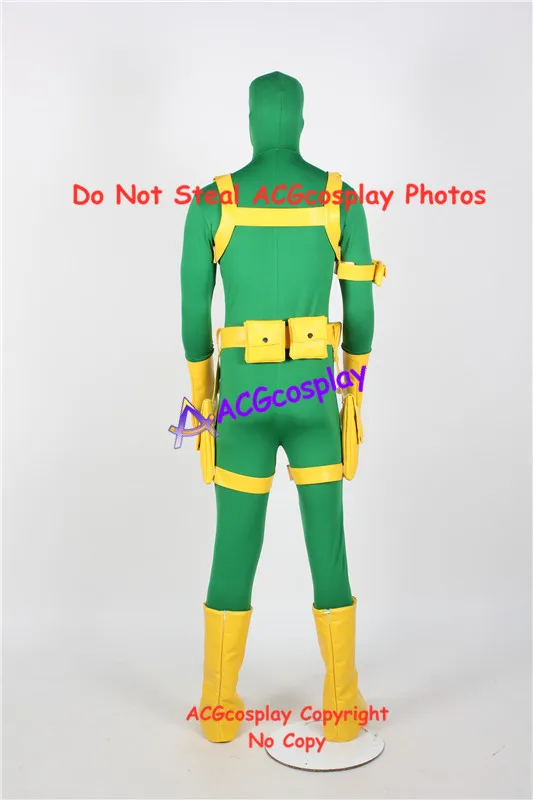 Green jumpsuit with yellow small pouches Bob Age nt of Hydr a Cosplay Costume include boots covers